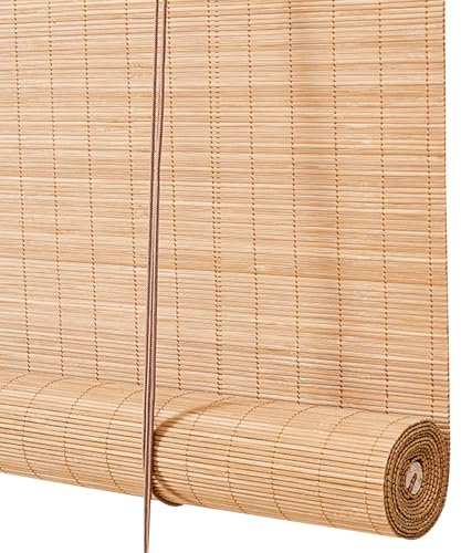 Natürliche Bambusrollo Retro Sichtschutz Raffrollo Sonnenschutz Atmungsaktiv Holzrollo Jalousie Lichtfilternde Fensterrollo Verdunkelungsrollo,für Teehaus/Garten/Balkon