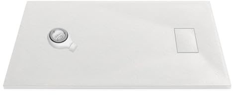 Thermopanel SMC White Shower Trays Base Slate Stone Effect Textured Non Slip with Waste and Solid Cover - 1200 x 800mm
