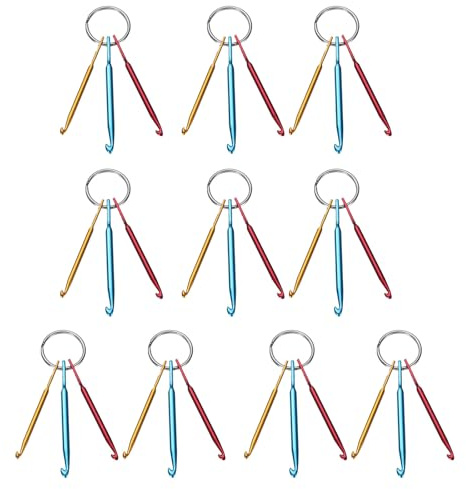 sourcing map 2Set Aluminum Keychain Crochet Hook Mini Mixed Small Crochet Yarn Needles Multi-Colour Weaving Tool for Beginners Adults