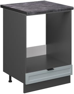 Vicco Herdumbauschrank Fame-Line, Herdschrank, Hellblau-grau, 60 cm, AP Anthrazit