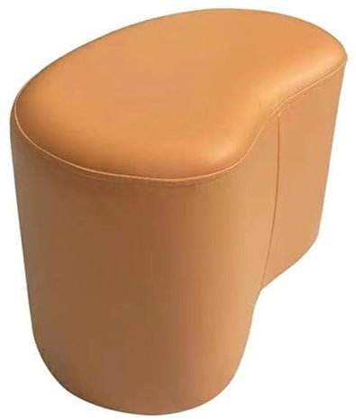 Sgabello poggiapiedi moderno giallo con scarpiera da ingresso e divano, piccolo ed elegante design a mezzaluna (66 x 35,6 x 40,6 cm)