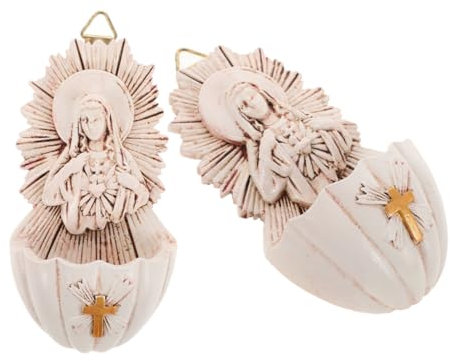 IMIKEYA Lot de 2 Bénitiers Catholiques Décorations Murales Bénitiers en Résine Décoration D'intérieur Catholique