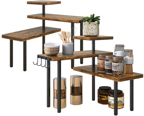 IBUYKE Estantería Esquinera,Juego de 2,Especias de Cocina,Marrón TLJ023H-2