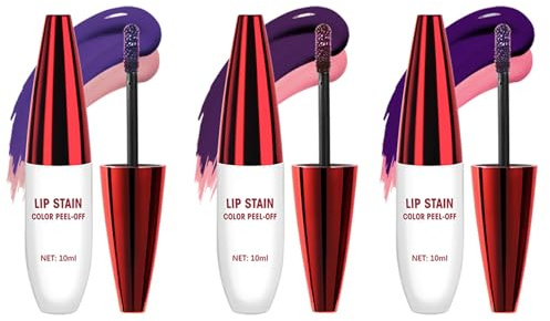 Lip Stain Peel off, 3 Colors Lip Stain Tint, Lip Liner Stain Peel off, Waterproof Lip Tint Lip Tattoo Magic Color Matte Natural Lipstick,Highly Pigmented & Non-stick Cup Lip Gloss for Women
