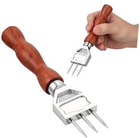 LIFKOME Picahielos Estilo Japonés de Acero Inoxidable Mango de Madera | Marrón, Rompe Bloques y Crea Trozos de Derretido Lento, Herramienta Manual para Bar y Cocina