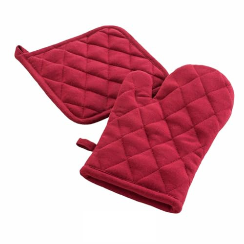 MACOSA U1731373 guanto da forno e presina, tinta unita, rosso rubino antiscivolo, resistente al calore, guanto da forno, utensili da cucina, guanto da cucina (rosso rubino)