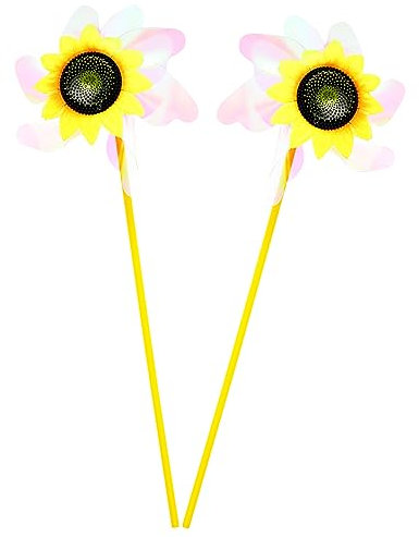 YXKJHH 2 Pezzi di mulini a Vento solari con Fiori per Esterni, Girandole da Giardino, Set da Gioco per Esterni, Girandole da Prato, Girandole da Esterno, Decorazioni per Esterni con giras