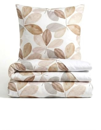 Traumhaft schlafen - Castell - Markenbettwäsche Thermo-Fleece Bettwäsche 135x200 cm beige | 2-teilig mit Kissenbezug 80x80 cm | Polyester | weich, wärmend | Reißverschluss | Blätter | Modell 0360745