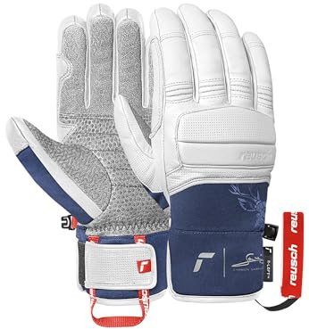 Reusch Cyprien Sarrazin Gants de Ski Unisexes – Gants d'hiver imperméables et Coupe-Vent en Cuir de chèvre avec Rembourrage des articulations et des Doigts, Chauds, Respirants, Robustes