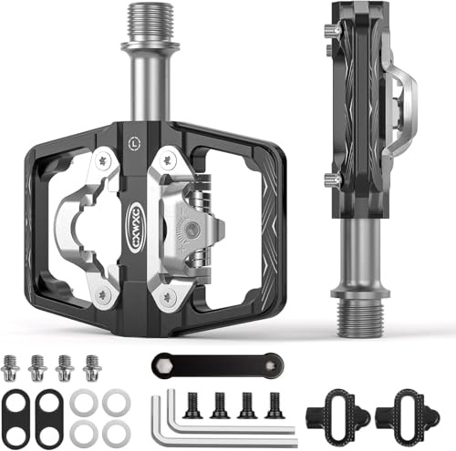 Pedali per mountain bike compatibili con tacchette Shimano SPD - Pedali doppia faccia piattaforma e a sgancio rapido, pedali piattaforma 9/16” e a sgancio rapido per bici da strada,MTB (Nero)