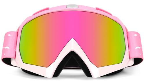 CHarmeFleur Motorcycle Goggles Off-Road ATV Mountain Bike Ski Goggles UV Protection Antifog Windproof Dustproof for Men and Women