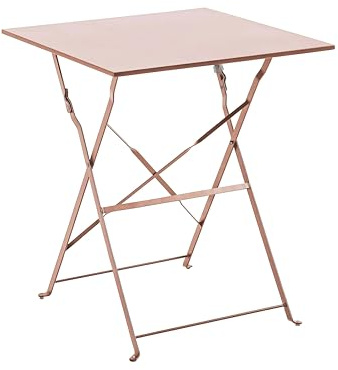 Oviala Table de Jardin Pliante bistrot en Acier 60 cm Rose poudré