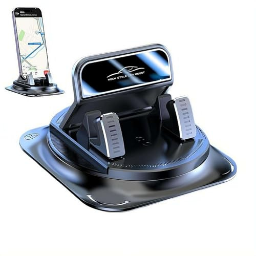 360° drehbare Autohalterung fürs Armaturenbrett, automatische Verriegelung, rutschfester Fuß, Einhandbedienung für freihändige Navigation, universell kompatibel mit allen Smartphones, Schwarz