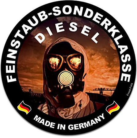 Finest-Folia Autoaufkleber Feinstaub Sticker Feinstaubplakette Sonderklasse Diesel Made in Germany Dieselgate Dieselskandal Umweltplakette Aufkleber (R029)