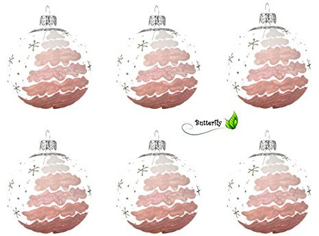 Christmas Decoration Weihnachtskugeln Tannenbäume und Schneeflocken Glas 8cm x 6 Stück Christbaumkugeln modern rosa