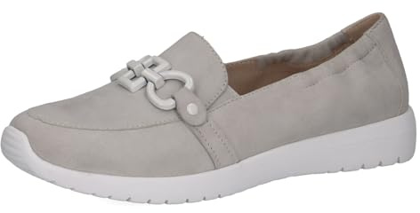 CAPRICE Damen Slipper aus Leder Bequem, Grau (Arctic Suede), 42 EU