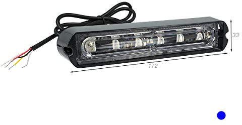 Carall LN2716B Lampe clignotante LED Strobo Couleur Bleu Bleu 12 V 24 V 6 W SMD 3535 Signalisation d'urgence pour voiture tracteur camion
