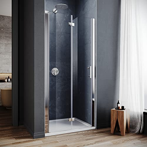 ELEGANT 800mm Bifold Shower Door Frameless Shower Enclosure Reversible Folding Bathroom Glass Cubicle Door