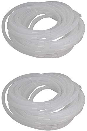Othmro 2pcs Spiral Wire Wrap Cable Wrap Cord 3/8-inch x 8m PE Polyethylene Tubing for Computer Cable