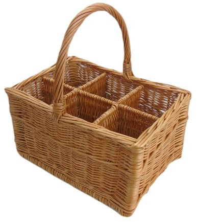 Einkaufskorb Flaschenkorb für 6 Flaschen Schraubglas Weidenkorb Autokorb Weide