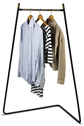 Iris Ohyama, Schlafzimmeraufbewahrung, Metall-Kleiderständer, Eckkleiderschrank, 2 Haken, Garderobenständer, Schwarz, Ankleidezimmer, Kleidung & Schuhe, Eingang, PI-C150