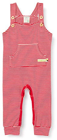 loud + proud unisex baby hängselbyxor, GOTS certifierad sparkdräkt för småbarn, Tomato/natur, 98/104 cm