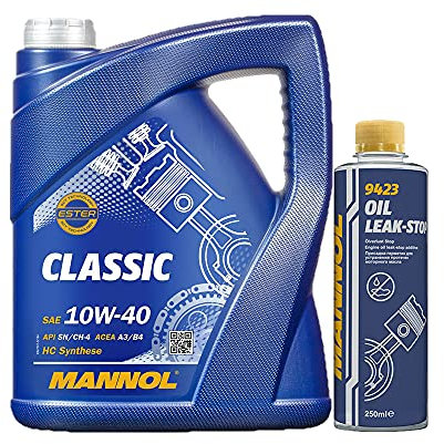 5l, MANNOL 7501 Classic API SN/CH-4 + Oil Leak-Stop Öl Verlust Zusatz 250ml