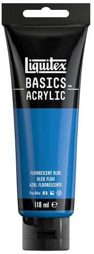 Liquitex 8870068 Basics Acrylfarbe Blau Fluo – 118ml Tube, lichtecht, mittlere Viskosität, seidenglänzend, monopigmentiert, Archivqualität