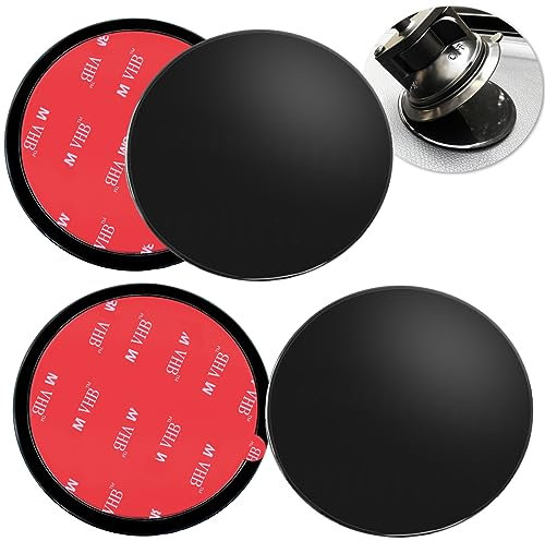 4 Pack 80mm Disques de Montage Adhésifs pour Tableau de Bord, 3,15 Pouce Disque de Montage de Ventouse Universelle pour Ventouse Support de Téléphone et Garmin Sat Nav GPS Dash Cam Support, Noir