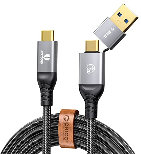 ORICO Cable USB C, cable de carga de 40 Gbps para Thunderbolt 4/Thunderbolt 3, cable de carga rápida Multi 2 en 1, 100 W PD, pantalla de 8 K60 Hz, para MacBooks, iPad Pro, hubs, muelles, eGpu, 0.5M