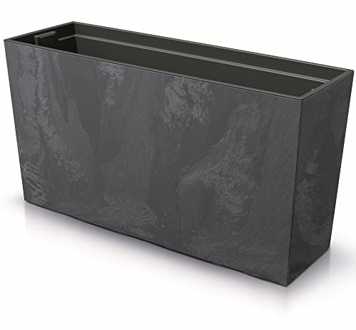 botle Jardinera con inserto para plantas de plástico, 77 x 40 cm, estructura de hormigón, gran tamaño con 2 estabilizadores, resistente a los rayos UV, para interiores y exteriores