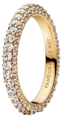 Pandora Timeless Pavé-Ring, Einzelreihe, 14-karätig vergoldet, mit klarem Cubic Zirkonia