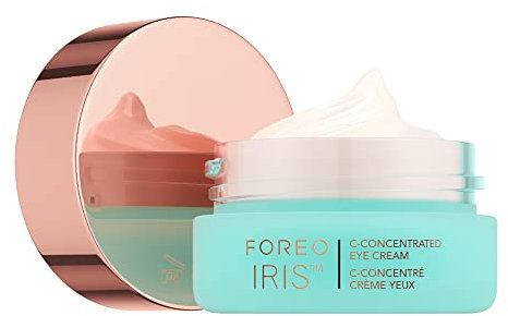 FOREO IRIS Crema para Contorno de Ojos Antiojeras - Corrector de Ojeras - Acido Hialuronico - Crema Facial Antiarrugas Mujer - Vitamina C facial y Vitamina E - Vegana - 15 ml