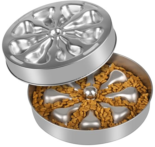 Oiwliur Slow Feeder Dog Bowl - Stainless Steel Non-Slip Metal Slow Feeding Bowl Suitable for Dry, Wet, or Raw Food, 5 Cups Large Capacity Dog Bowl, Double-Sided Design Ideal for All Dog Sizes