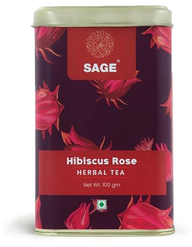 SAGE Thé à l'hibiscus pour thé chaud et froid | Thé à l'hibiscus Sabdariffa, thé à la fleur de rosella | Qualité séchée et comestible | 100 g (tisane à la rose d'hibiscus)
