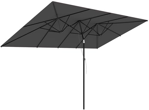 Outsunny Double Parasol de Jardin 150 x 295cm avec Angle d'Inclinaison Réglable, de Marché pour Terrasse, Polyester, Gris