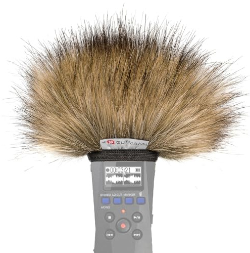 Gutmann Mikrofon Windschutz Fell für Zoom H1essential Premium Edition Wolf mit Innenfutter, Outdoor Handgefertigt in Deutschland