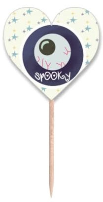 Palillos de dientes redondos realistas de Halloween con forma de corazón para cupcakes