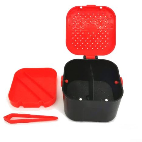 Boîte à appâts de pêche portable, compartiments pour appâts vivants, vers de terre rouge, boîte en plastique pour appâts de pêche (carpe, grande taille)