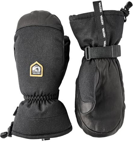 Hestra Unisex CZone Mountain Mitt, Waterproof, Windproof Leather Alpine Ski Mittens for Men & Women - Black - 7