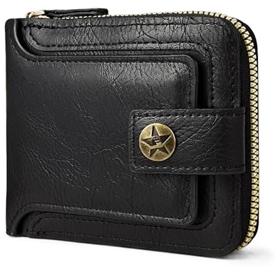 AdiStylinno Portefeuille Homme, Vintage PU Cuir Porte Carte Homme Grande Capacité Porte Monnaie avec 8 Emplacements pour Cartes Fermeture éclair