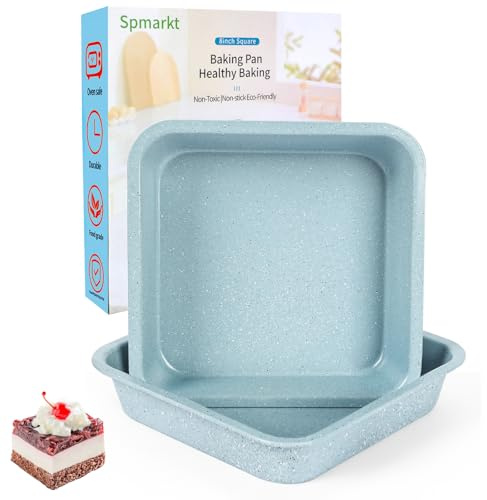 Spmarkt Quadratische Backform, antihaftbeschichtet, für Kuchen, Lasagne, Brownies, 20,3 x 20,3 cm, gleichmäßige Erwärmung, leicht zu reinigen, Hellblau, 2 Stück