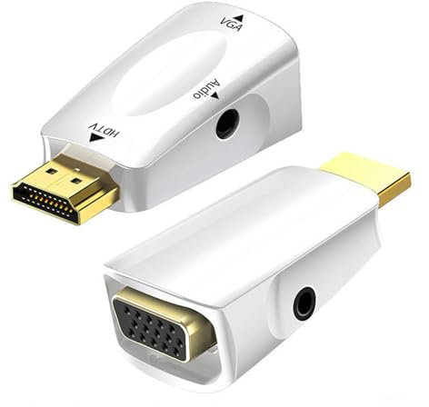 VIEVRE Lot de 2 adaptateurs HDMI vers VGA pour ordinateur, ordinateur portable, PC, moniteur, HDTV, blanc
