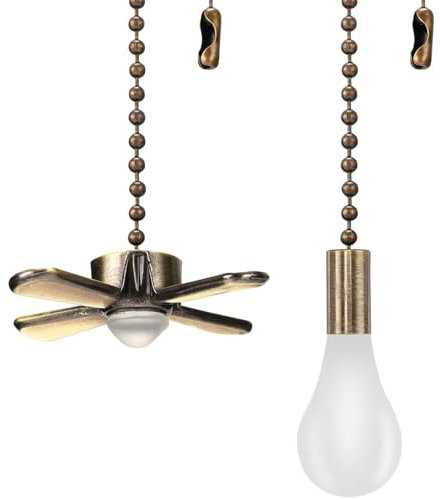Ceiling Fan Pull Chain, 2pcs Fan Pull Rope Extender, Pull Cord Chain for Light, Bulb-Shaped Drag Chain Extension, All Copper Material Appliances Supplies for Ceiling Fans, Wall Lamps