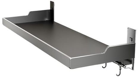 Väggmonterat hängande mikrovågsugnsställ, gunmetallgrå kolstål Mikrovågsfäste ugnsställ Kökshyllhållare, med 6 krokar Köksservis Förvaringshylla (Färg : Gunmetal grå, Si