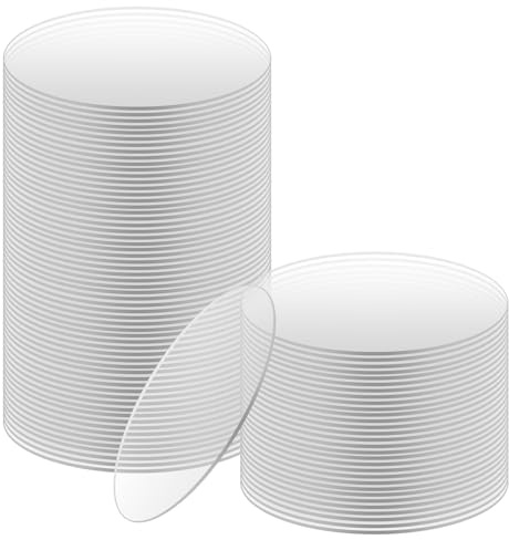 TAICHEUT 100PCS 10CM Acrylic Round Blanks, 1MM Thick Clear Circle Sheets, Transparent Acrylic Discs for Painting, DIY Crafts Display