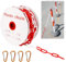 Cadena de Plástico para Barrera 6 mm x 20 Metros Cadena de Seguridad Rojo y Blanco, con 4 Hebillas de Aluminio, Advertencia Alta Visibilidad Cadena de Señalización de Seguridad