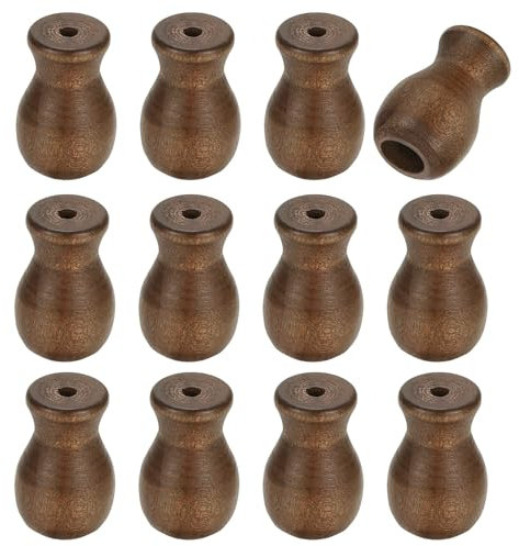 sourcing map 12Pcs Cord Knobs, Wood Cord Tassel Drops Pull End Pendant Hanging Ball Pulls for Window Blinds Shade Curtain Craft, Brown Cylinder
