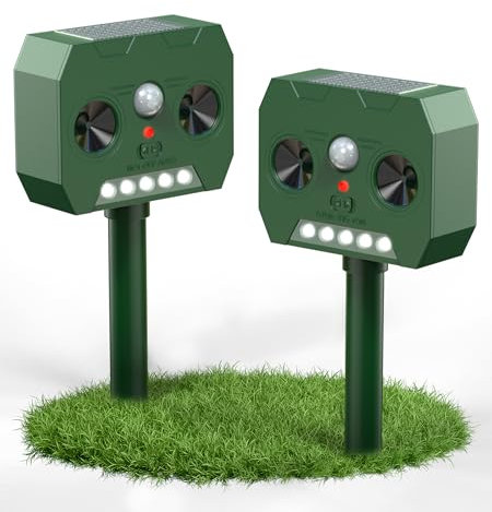 2025 Neu Katzenschreck, Solarbetrieben Marderschreck mit intelligenter PIR-Erkennung, IP65 Wasserdicht, 12m effektive Reichweite, Blinkende Weiße Lichter Modus, Katzenschreck für Garten für Katze