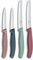 Victorinox Swiss Classic, Tomato and Vegetable Knife Set, 4-Piece, Sharp Blade, 8 and 10 cm, Serrated Edge, Stainless Steel, Red and Green